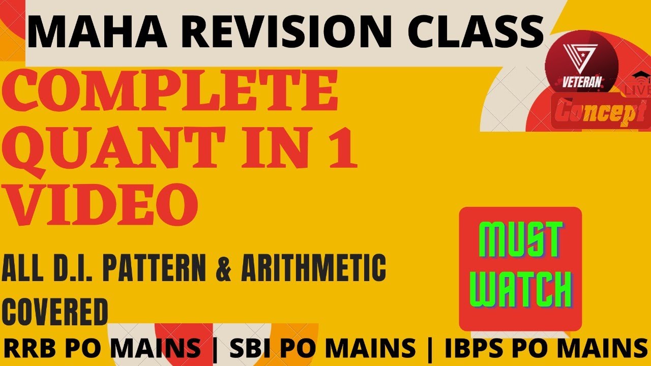 COMPLETE QUANT IN ONE VIDEO | SBI PO MAINS | RRB PO MAINS | IBPS PO MAINS | HARSHAL SIR |YASHRAJ SIR