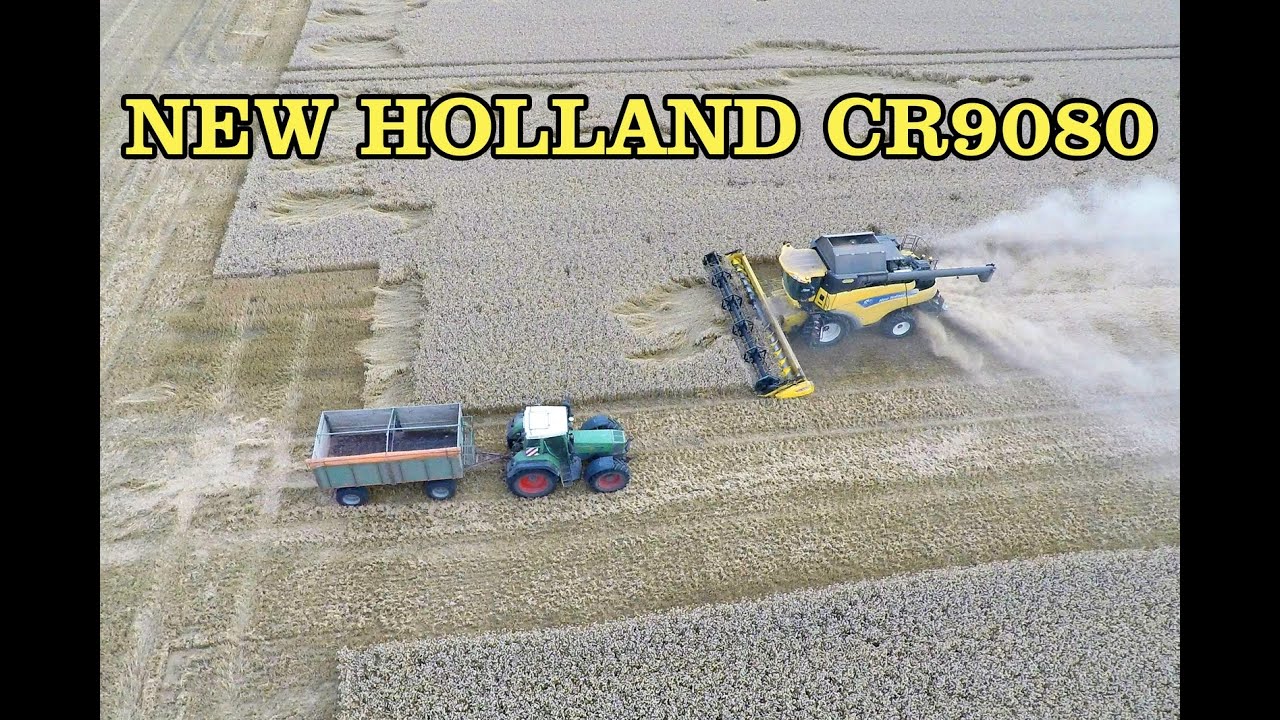 M&auml;hdrescher New Holland CR9080 im Einsatz - Luftaufnahmen!
