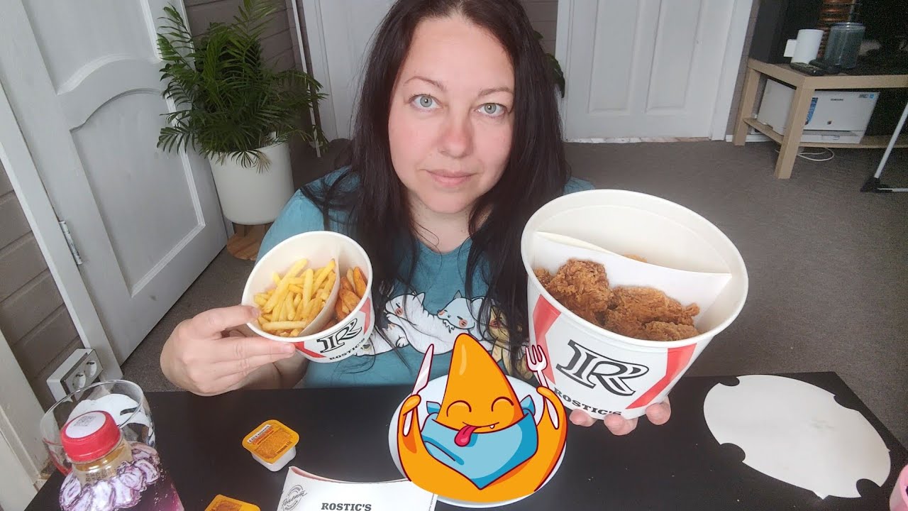 МУКБАНГ🍗 Ростикс Острые крылышки, Ростмастер, Картошка дуэт🍟