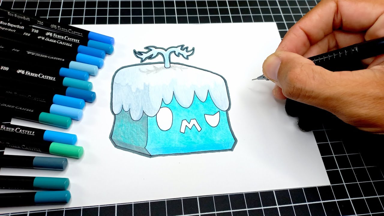 como DESENHAR a FRUTA NEVASCA blox fruits - how to draw BLIZZARD FRUIT blox fruits