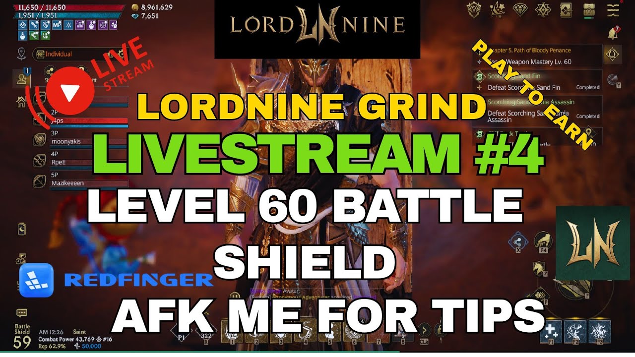 Lv. 61 Battle Shield - LordnineSea - BOSS HUNT , QUEST - Play to Earn #mmorpg #lordnine