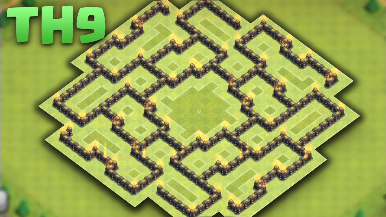 Clash of clans - TH9 Defense/Hybrid Base [The Bagua] 2016 + replays