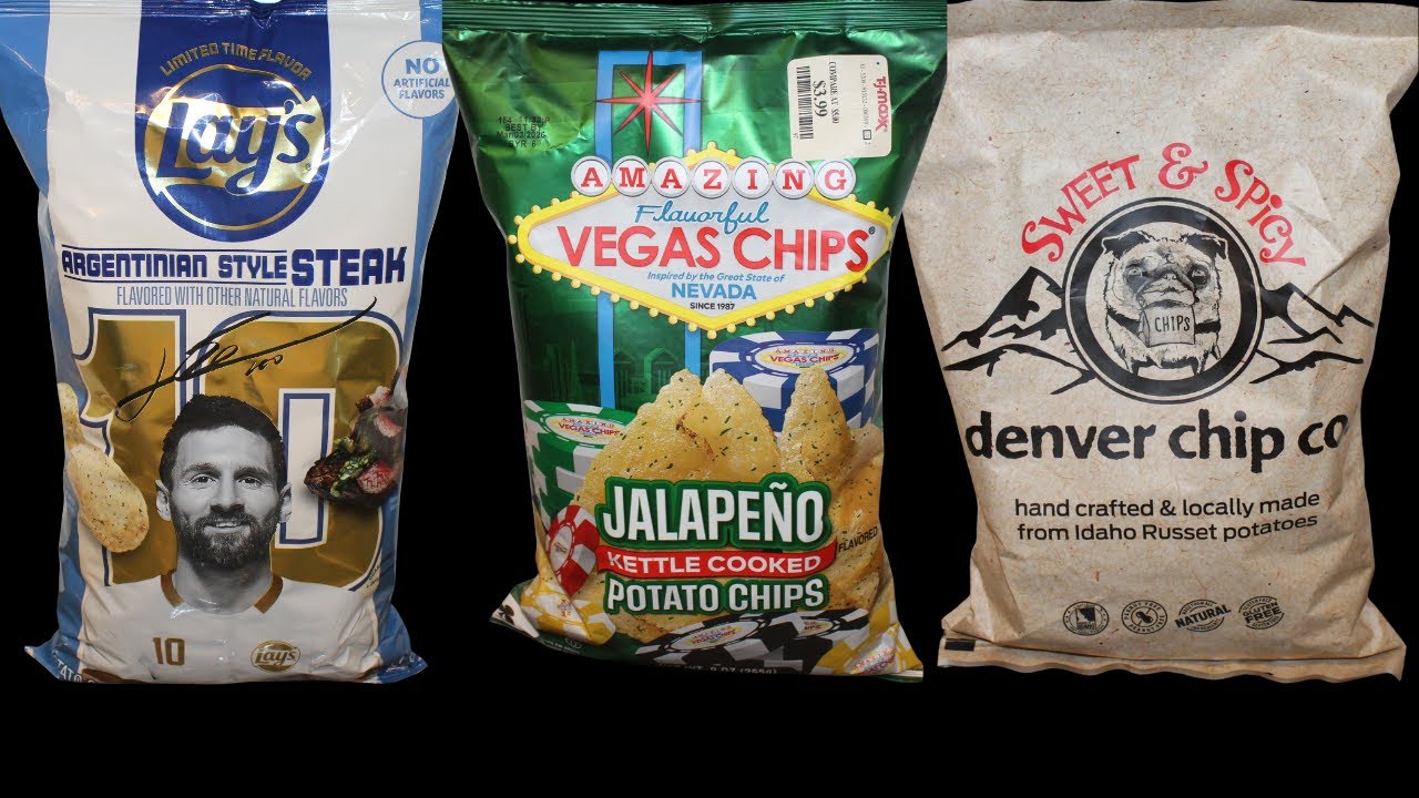 Chips: Lay’s Argentinian Steak, Amazing Flavorful Vegas Jalapeño, Denver Chip Co. Sweet & Spicy