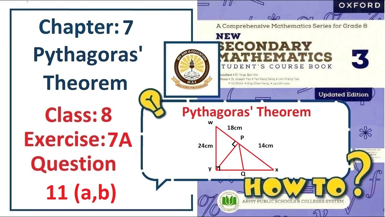 Exercise 7A Question 11 &ndash; (Pythagoras' Theorem)  Complete solution &ndash; APS Math Class 8.