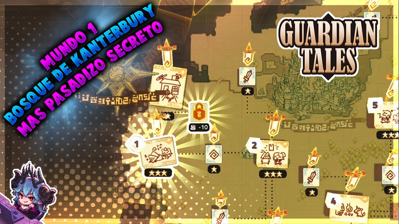 Guardian Tales | Mundo 1-1 Bosque Kanterbury - Mesón más subfase | Completo al 100%  ⭐⭐⭐