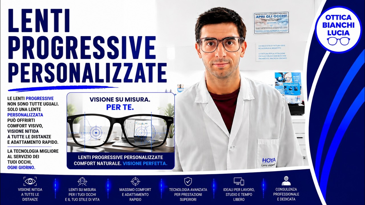 Lenti progressive personalizzate per i tuoi occhiali multifocali, a cosa servono e i loro vantaggi.