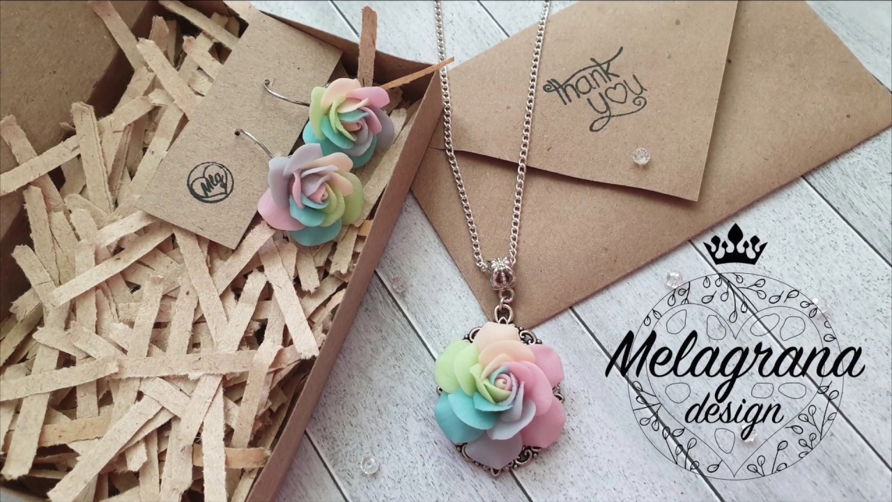 Rainbow roses from polymer clay * DIY * Tutorial * Melagrana design * Roses without instruments