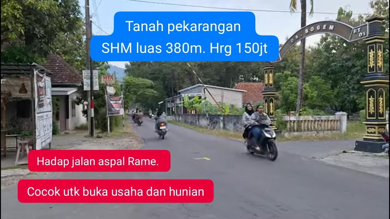 Tanah pekarangan SHM luas 380 m² hrg 400rb/m. hadap jalan ramai. Cocok utk buka usaha dan hunian