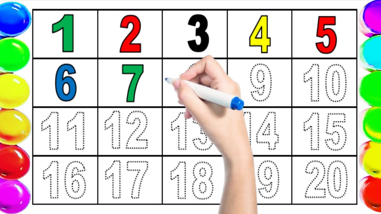 1 to 20 counting with drawing ! Learn counting in easy way ! Ginti 1 se 20 tak likhna colour karna !