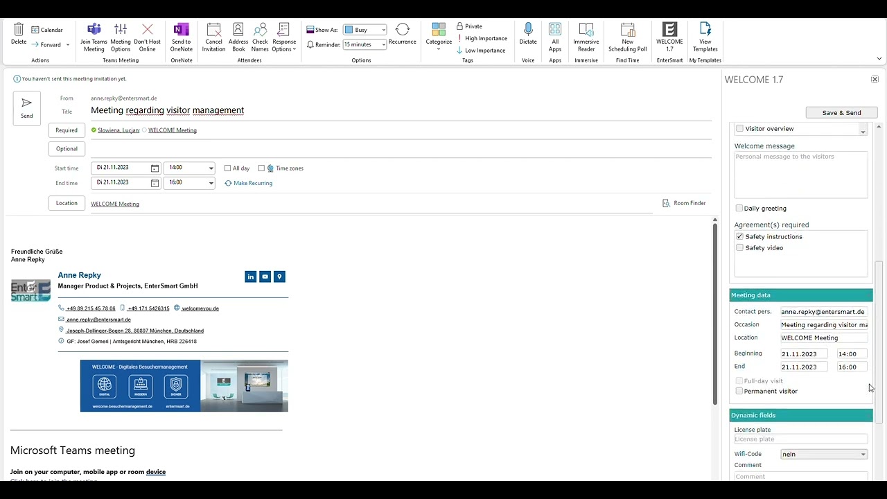 WELCOME Tutorial Outlook Integration