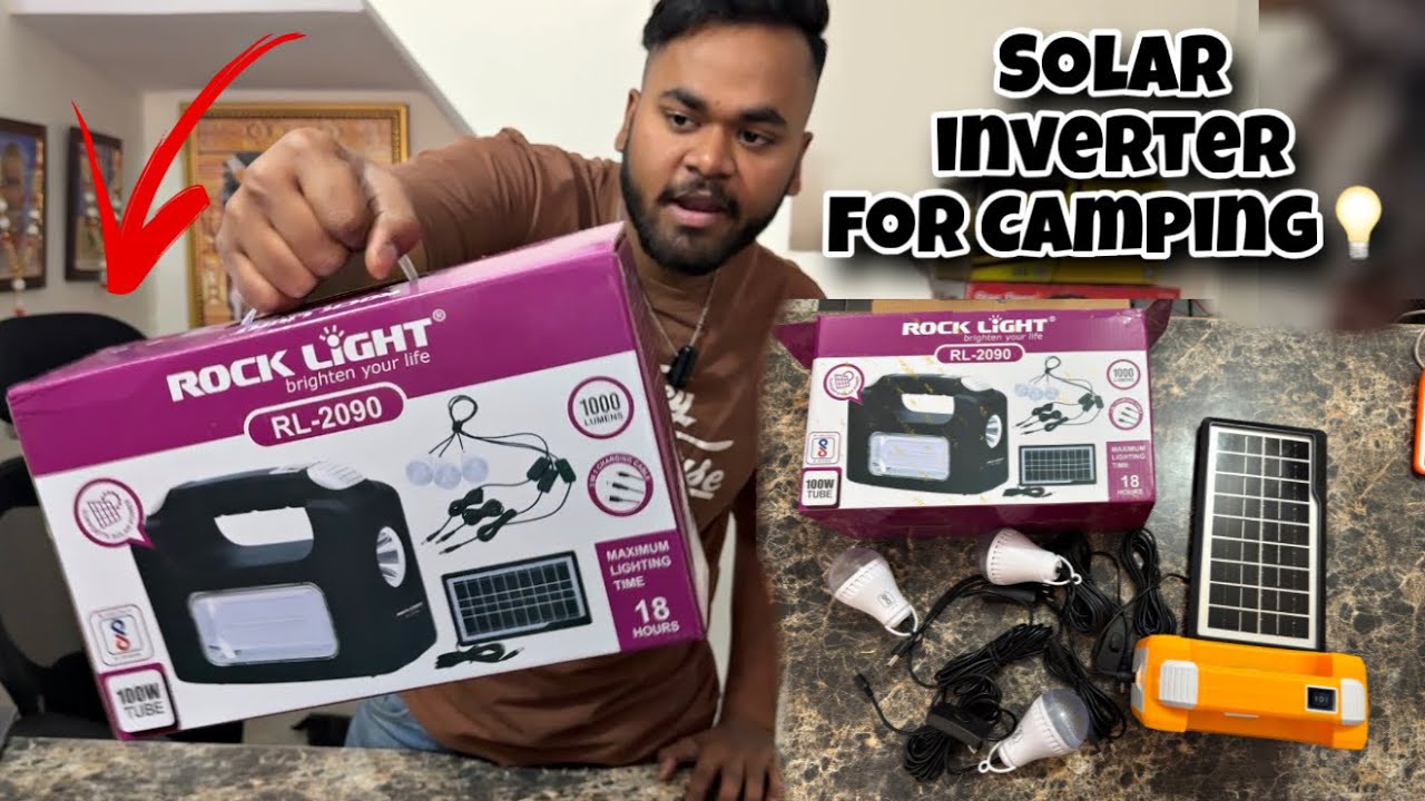ROCKLIGHT Solar Power Inverter with 3 Bulbs💡for Camping⛺️😍| Review and Unboxing