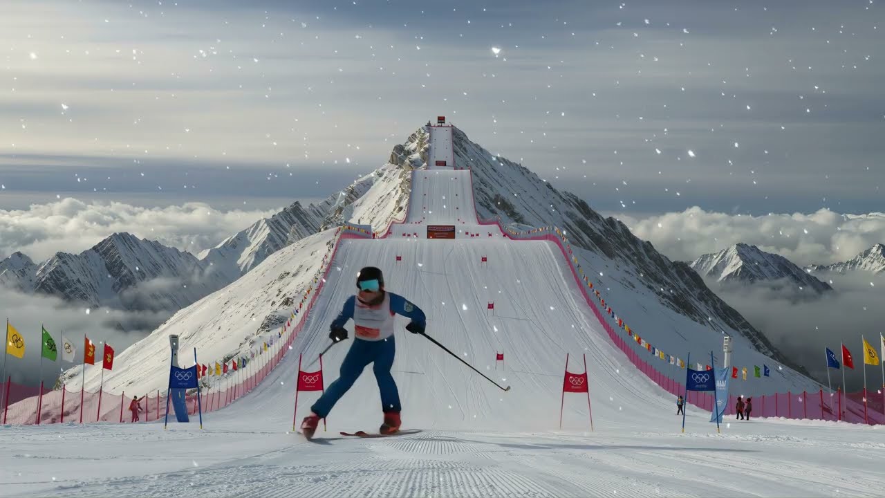 Olympic Slalom Skiing Background Ambience 🎿❄️ Winter Sports Atmosphere