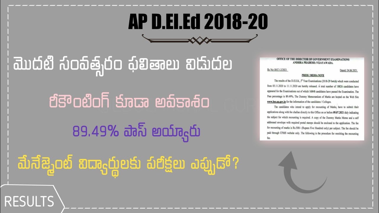 AP D.El.Ed 2018-20 BATCH 1ST YEAR RESULTS OUT || D.El.Ed RESULTS