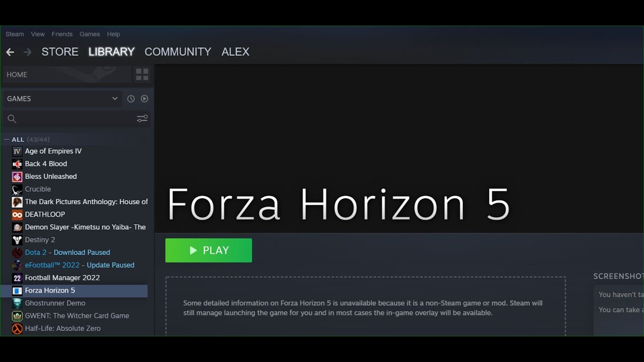 Как добавить Forza Horizon 5 (версию Microsoft Store/приложение Xbox) в библиотеку Steam на ПК