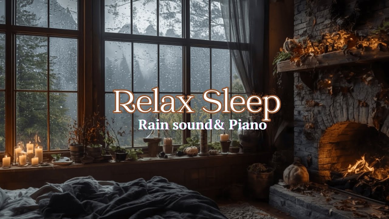 Peaceful Halloween Night – Sleep Music, Rain Sounds & Calm Fireplace