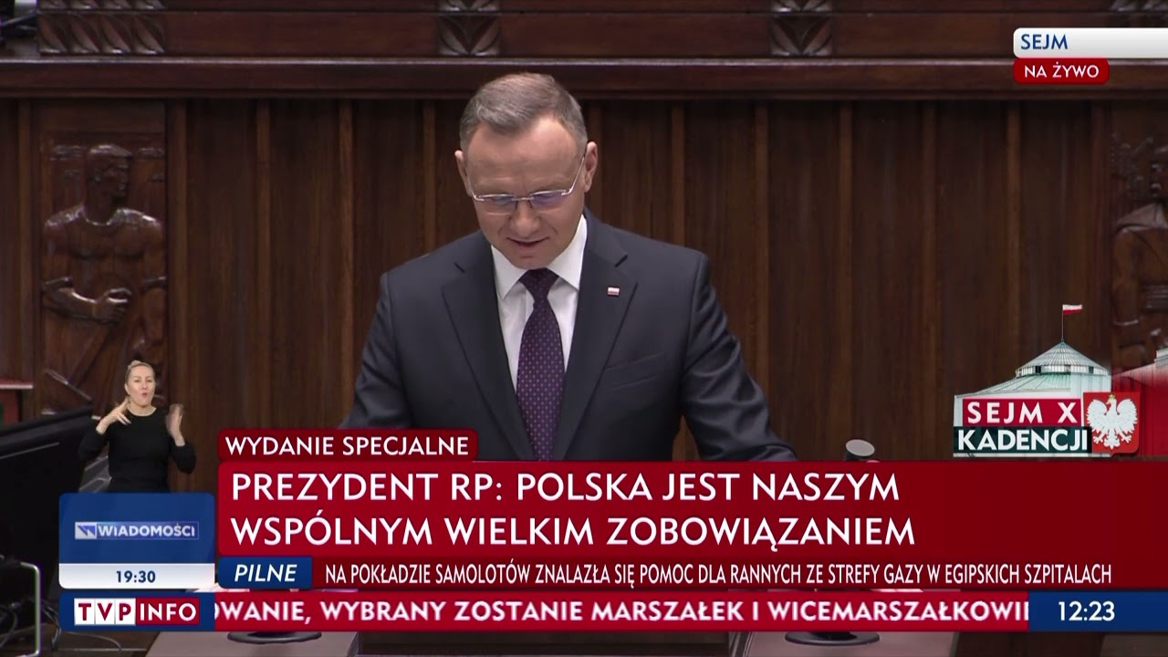 Orędzie prezydenta Andrzeja Dudy na inauguracji Sejmu X kadencji