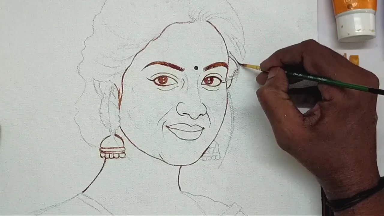 How to draw acrylic potrait painting on canvas Board|| strap by stap