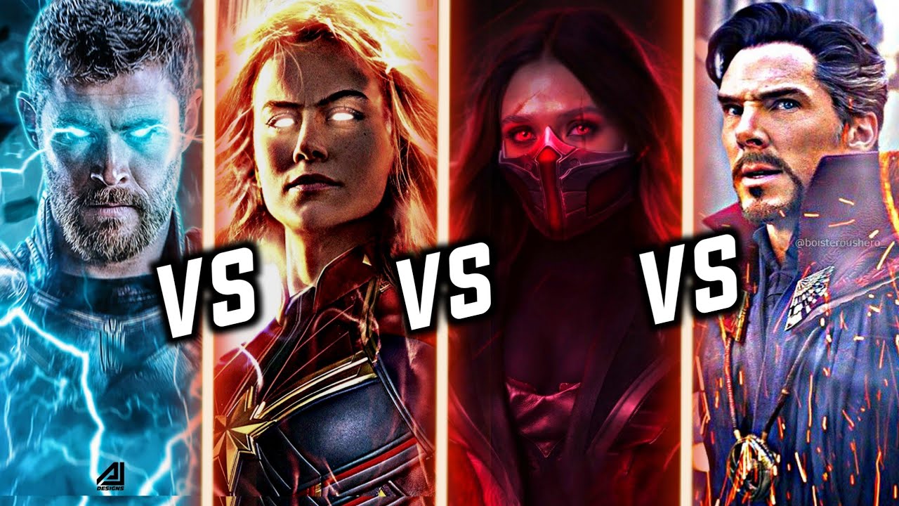 Thor Vs Captain Marvel Vs Dr Strange Vs Scarlett witch / Who is most powerful ? [ HINDI ]