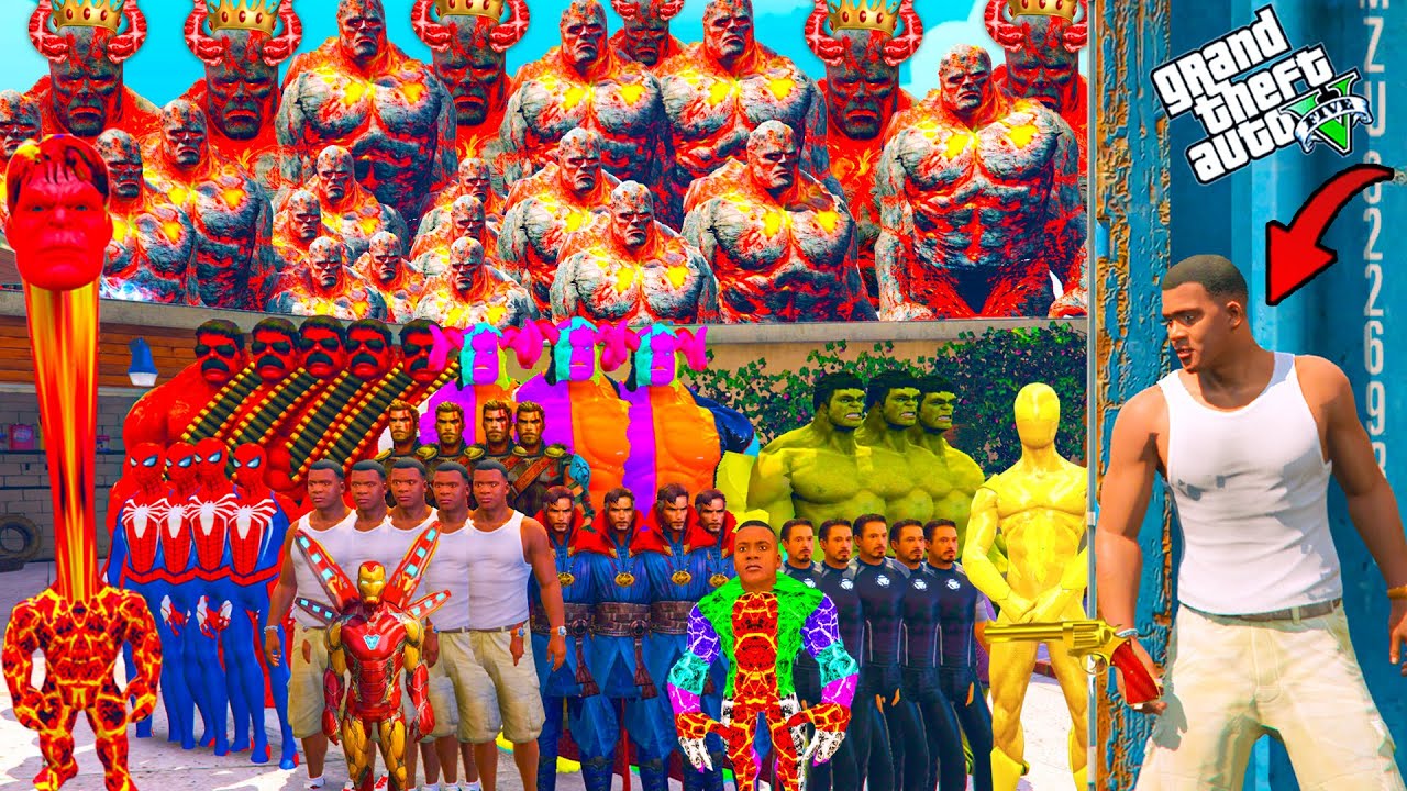 Franklin & Shinchan Playing Chupan Chupai With GIANT 3 HEADED WHITE HULK & AVENGERS IN GTA 5