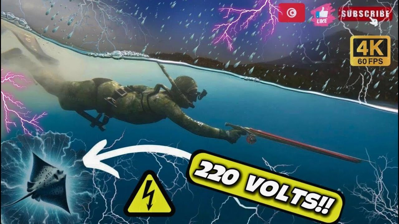 ⛈️⚡رعد و برق فوق و تحت الماء⛈️⚡ VLOG 1: TUNISIA SPEARFISHING ⛈️⚡