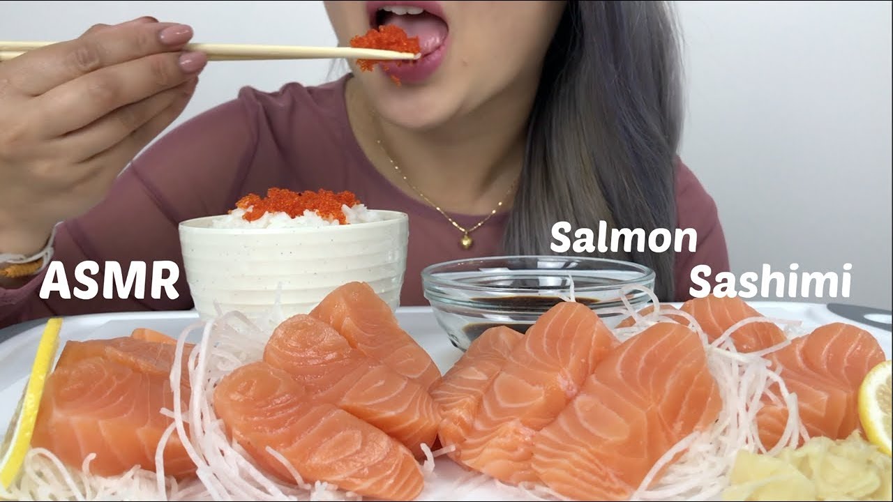 ASMR | Salmon Sashimi | No Talking | N.E Lets Eat