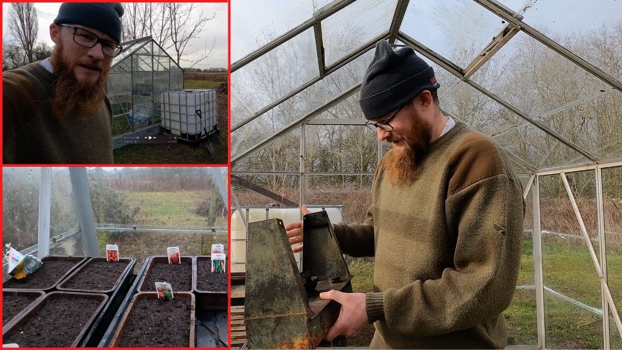 Off Grid Heated Propagator! Planting Seeds in February! Rainwater Harvesting From Greenhouse!