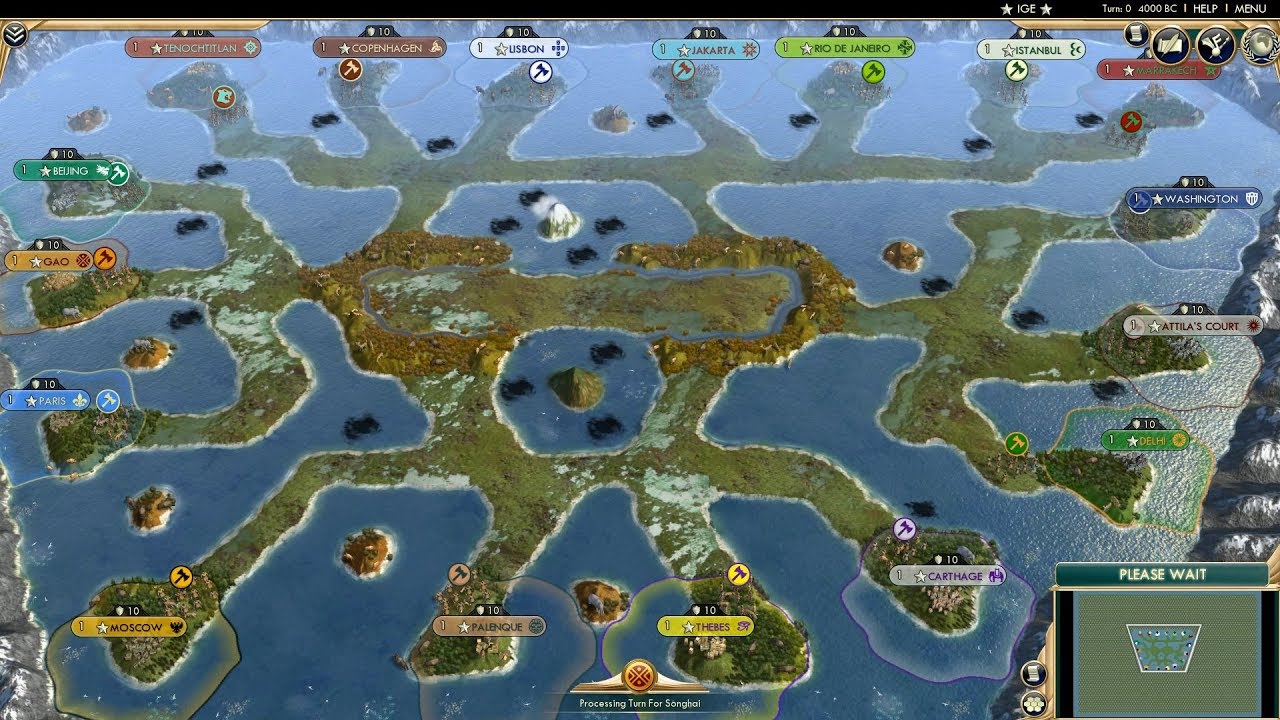Civ 5 AI Only Timelapse: Big Swamp