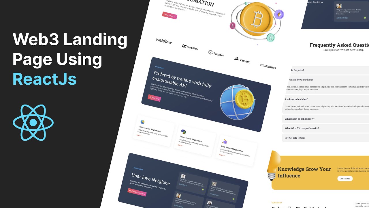 Build a Web3 Landing Page Using React Js 🔥 | Reactjs project and tutorial