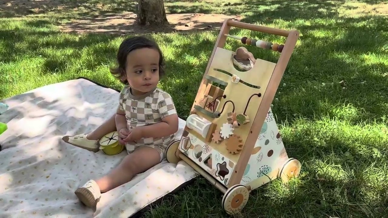 JoyReal Adjustable Speed Wooden Baby Walker Push Toy | Safe & Fun for Little Walkers!