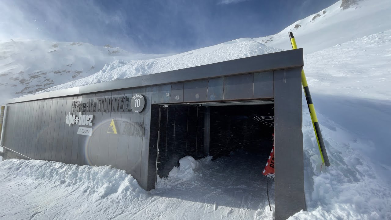 Le Tunnel Alpe d'Huez, one of the steepest black runs in Europa 70% (new tunnel)