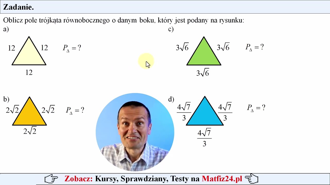 Oblicz pole trójkąta równobocznego | MatFiz24.pl 👈