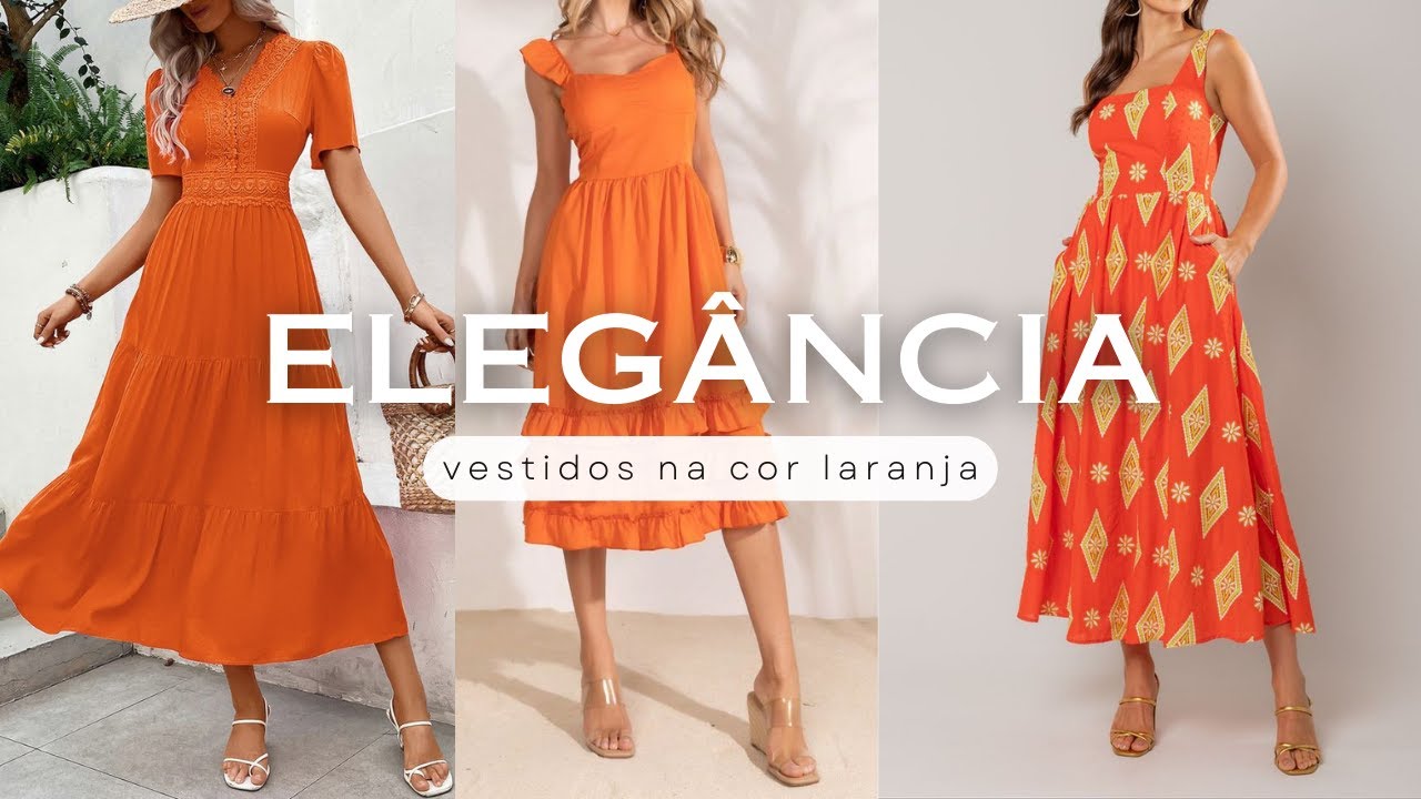 🧡 VESTIDOS elegantes na cor LARANJA