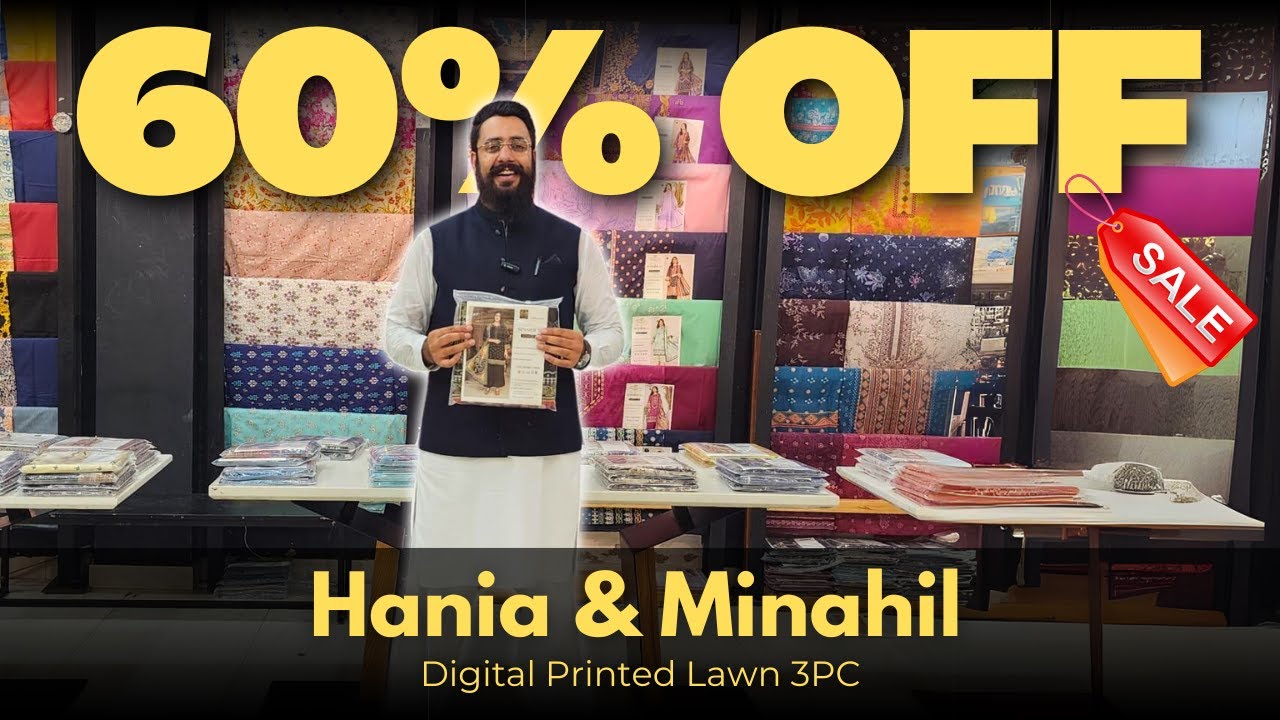 60% Off 3Pc Branded Suit Hania & Minahil | Original Brand | Digital Print | Branded Cut Pieces