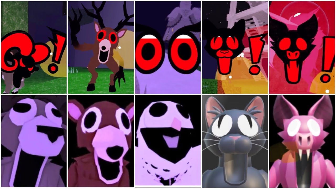 99 Nights in the forest - cat vs Bat vs Deer vs Ram vs Owl , jumpscares 