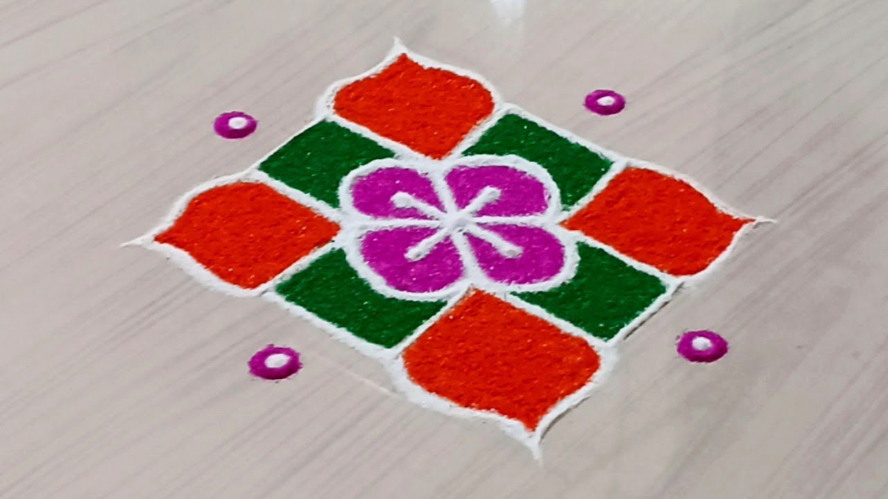 || Very Simple 4 x4 Dots Rangoli Design || Simple Dots Rangoli || Dots Rangoli Design ||