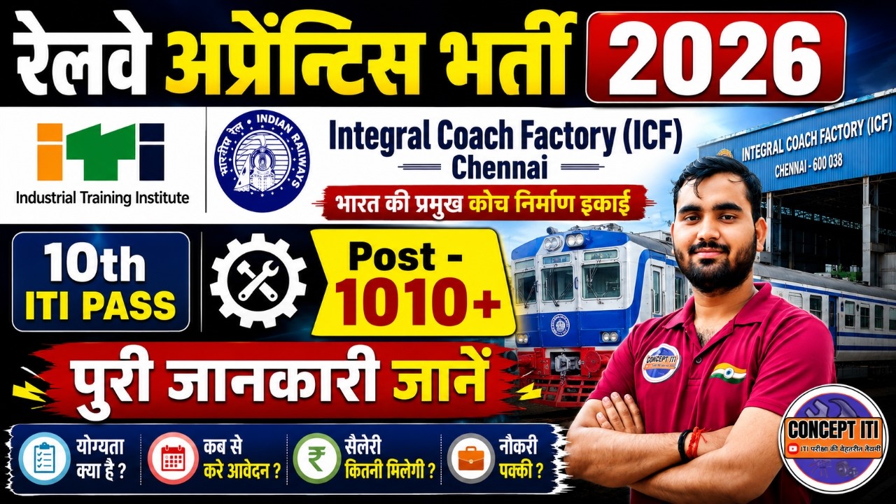 ICF Chennai Apprentice Recruitment 2026 | 1010+ पद | 10th + ITI | Railway New Vacancy 2026 #iti