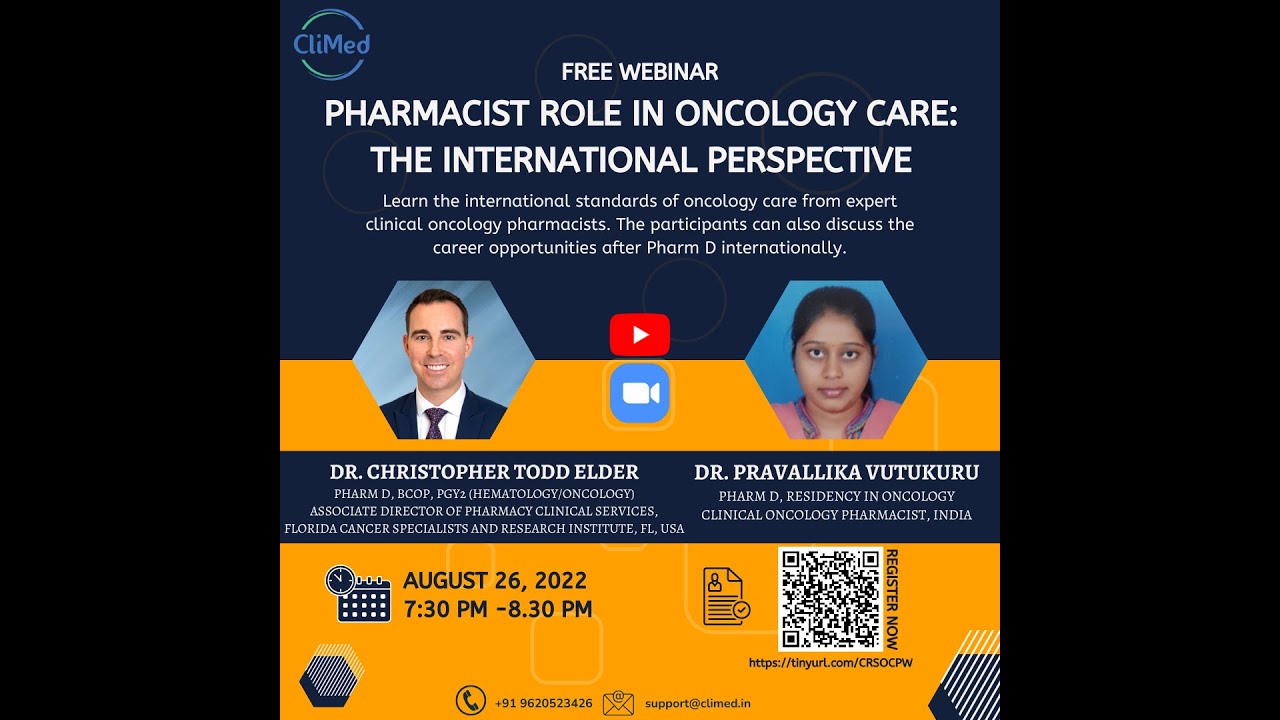 Role of Pharmacist in Oncology Care: The Int. Perspective | Dr. Elder & Dr. Pravallka | Webinar