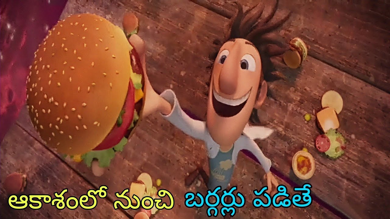 Cloudy with a chance Meatballs Animated movie Interesting Scene Telugu