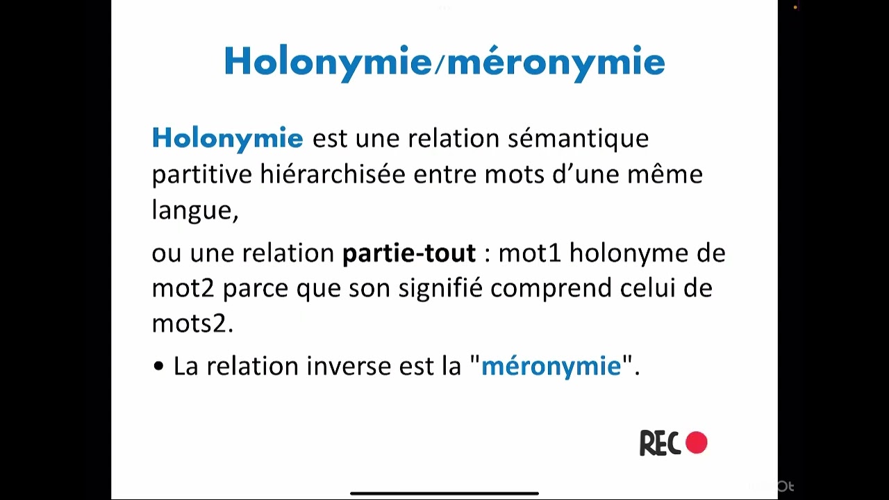 Les relations sémantiques //  lexicologie s3