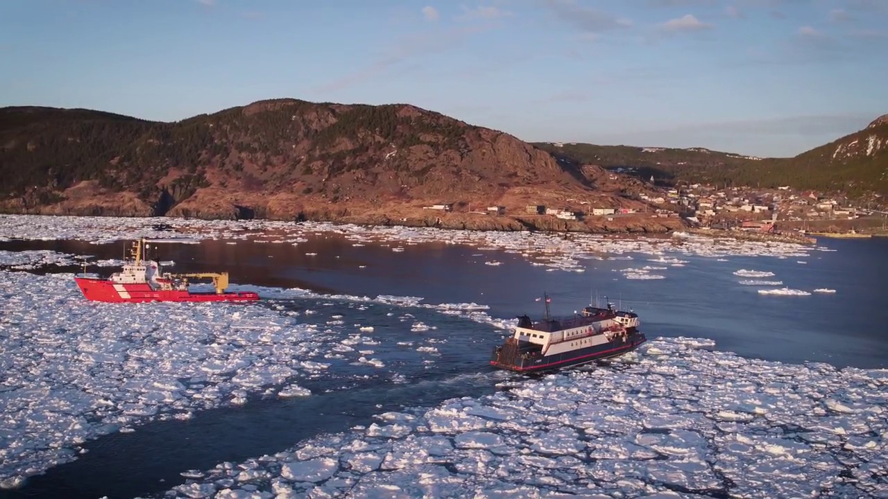 Icebreaker beats path through ice for Bell Island ferry