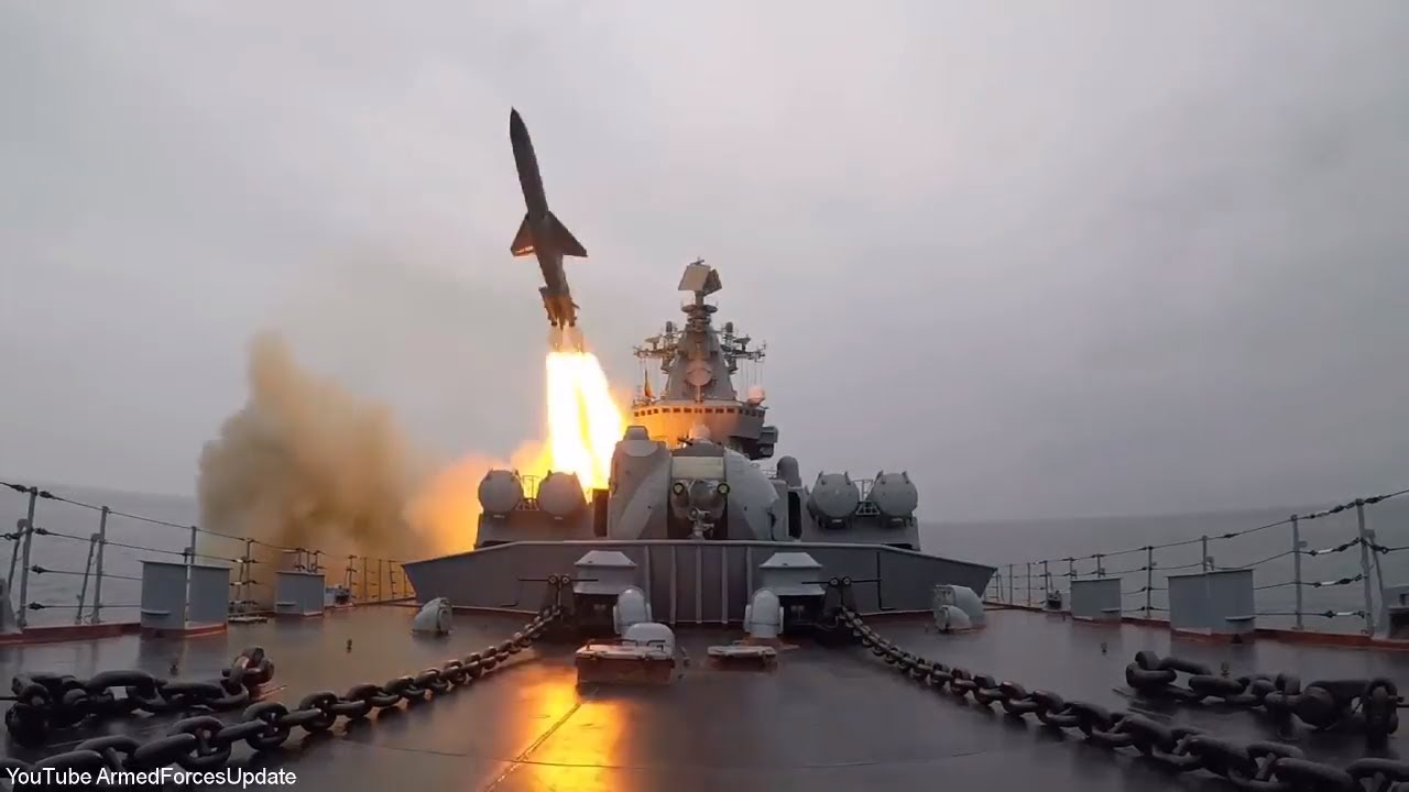 SHOW OF POWER Russian Military Naval Ships conducts Live Fire Missile Tests