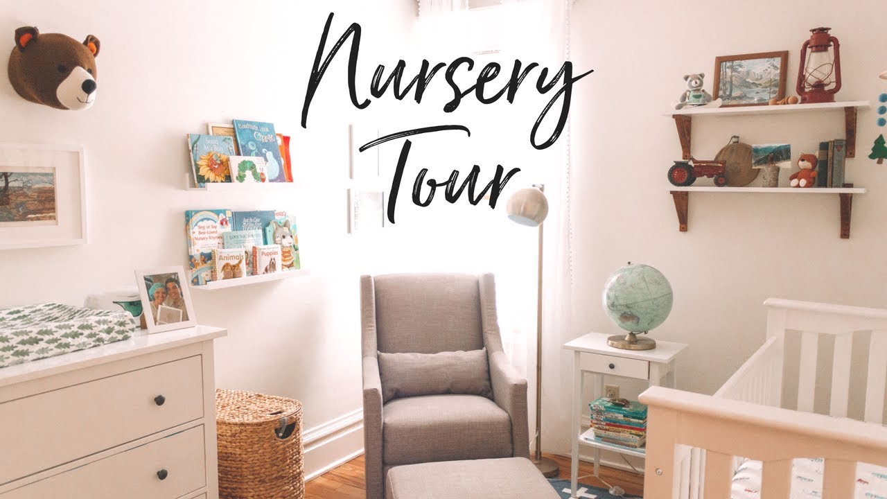 BABY BOY NURSERY TOUR! Vintage Camping National Parks Outdoors Theme, All White With Pops of Color