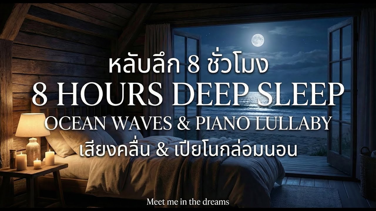 ดนตรีบำบัดหลับลึก 8 ชั่วโมง 🌙 เสียงคลื่นและเปียโนเบาๆ แก้โรคนอนไม่หลับ (จอดำไม่กินไฟ)