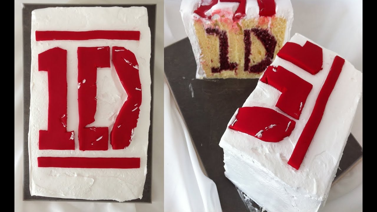 ONE DIRECTION birthday cake with logo inside HOW TO Cook That Ann Reardon, surprise inside cake