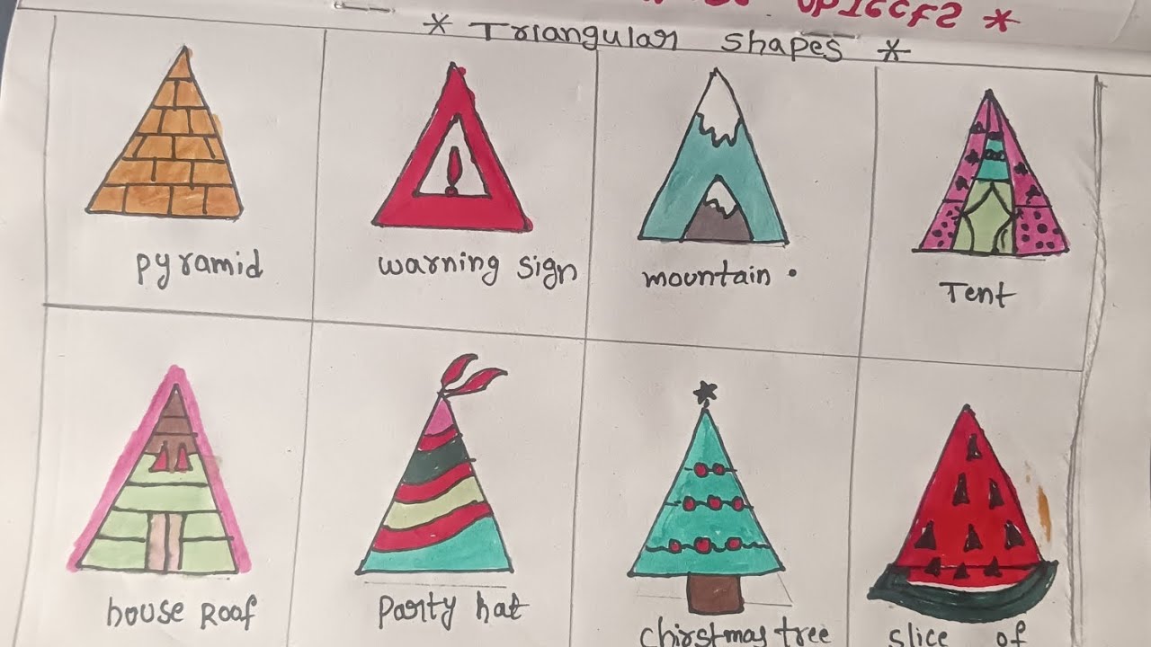 How to draw triangular shapes#easy drawing  for beginners #triangular shapes#project work drawing 