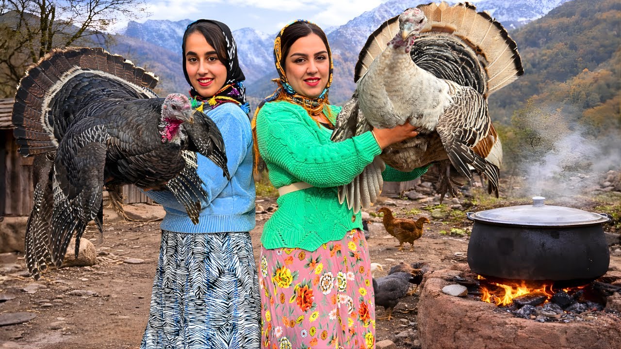 IRAN Village Cooking: Traditional Feast with  Whole Turkey & Homemade Delicacies