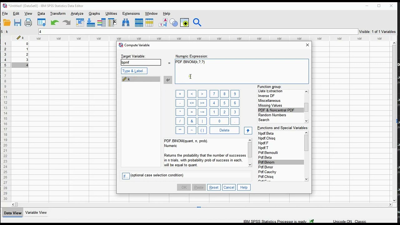 SPSS - Binomial Distribution