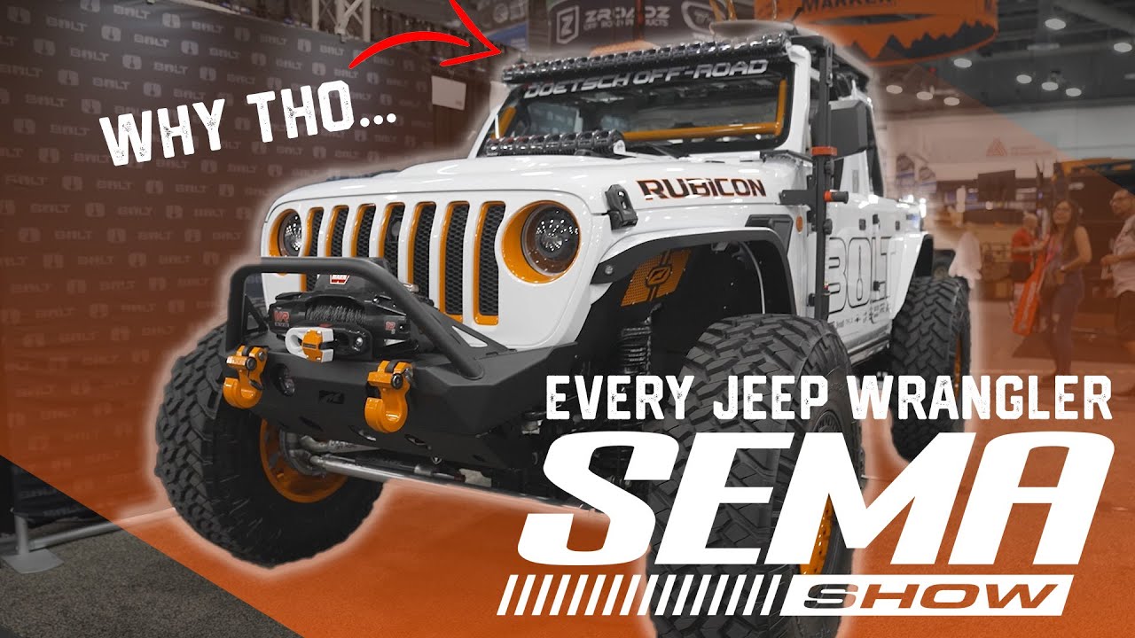 Все модели Jeep Wrangler, представленные на выставке Sema 2022, включая Rubicons, 4xe, электричес...
