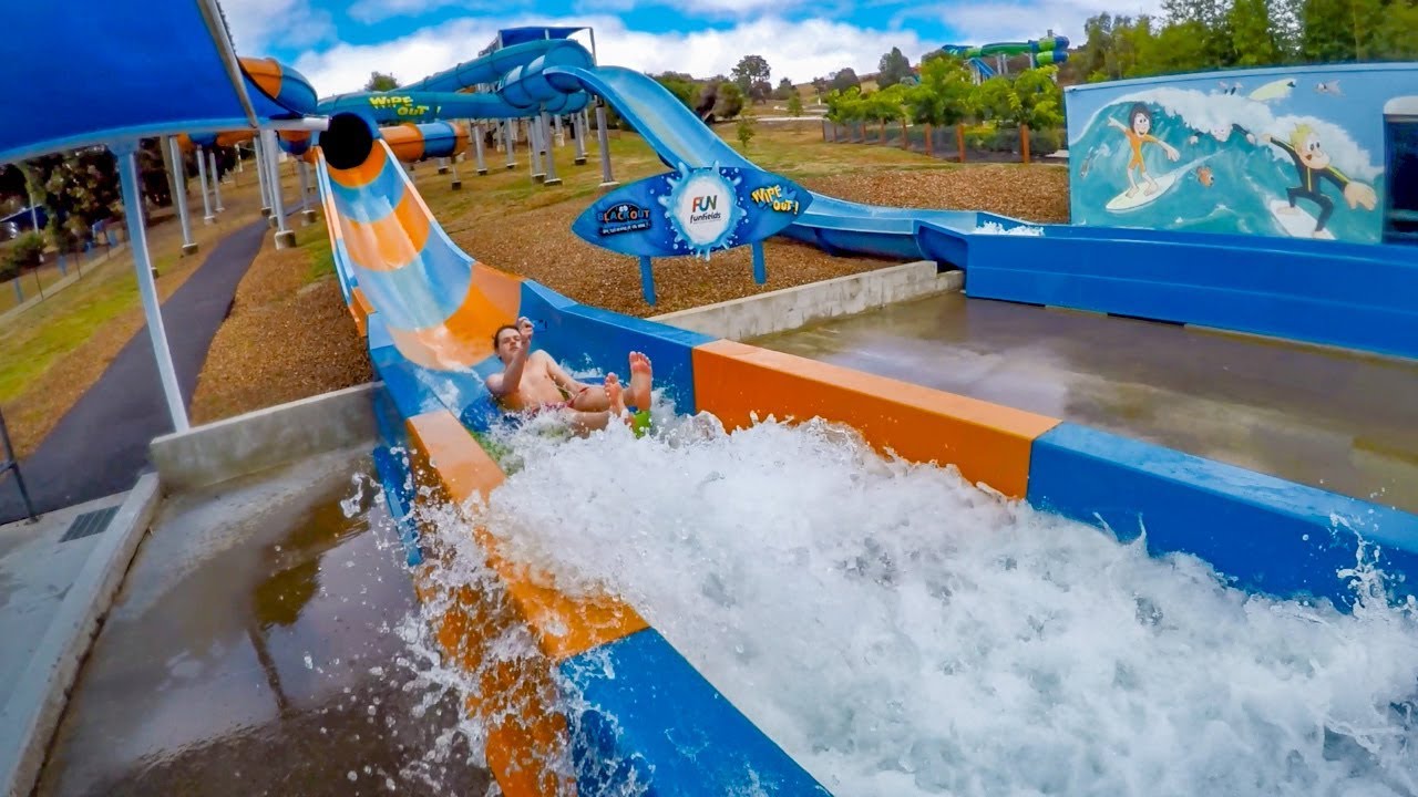 Funfields - Black Out Waterslide | Lights On POV!