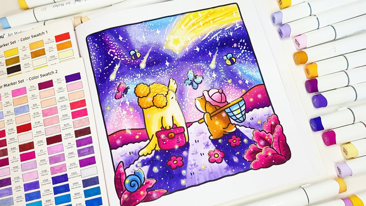 Color With Me (ASMR) | Cozy Cuties Coco Wyo Coloring Book | Using Ohuhu Markers